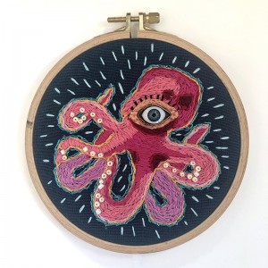 Cotton embroidery (octopus)