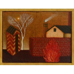 Zdobylak Dawid, "Landscape with factory and fire"